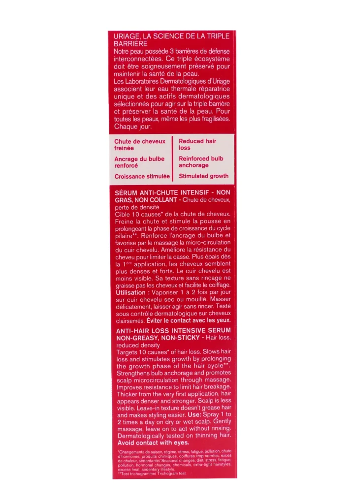 URIAGE AP HAIR LOTION ANTI-CHUTE 100ML 3 dos uriage