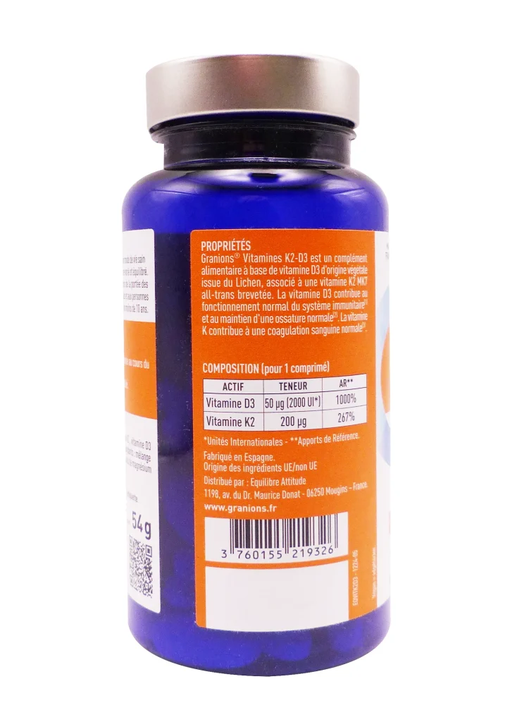 GRANIONS VITAMINE K2-D3, 60 COMPRIMES 3 dos vitamines granions