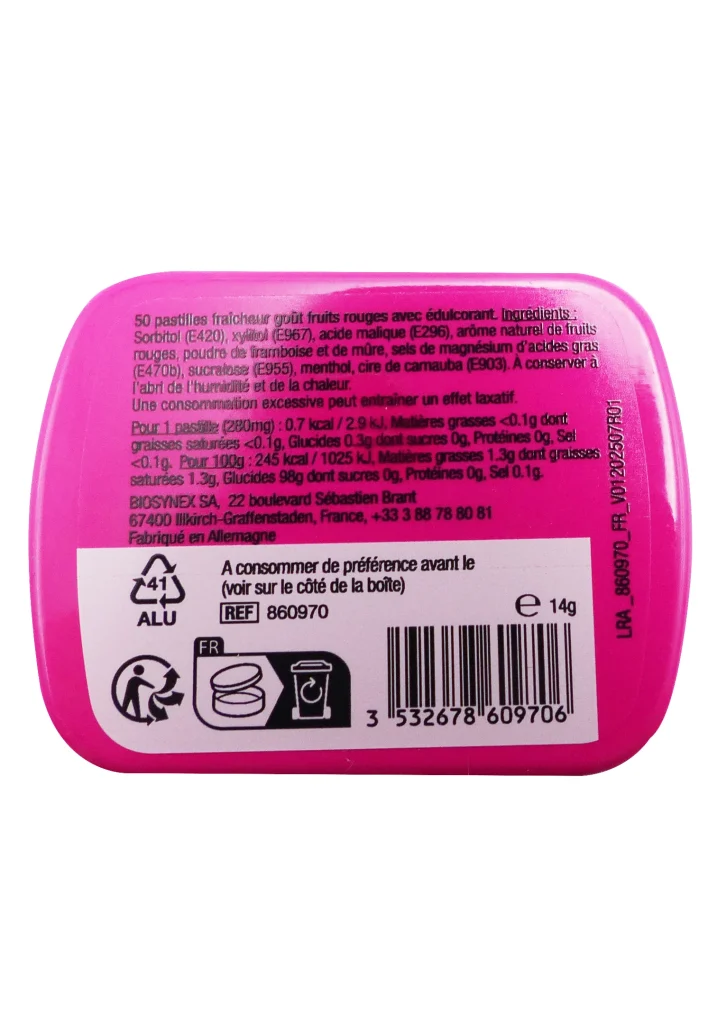 SUPERWHITE BOITE 50 PASTILLES FRUITS ROUGES 3 pastille fruits rouges 2