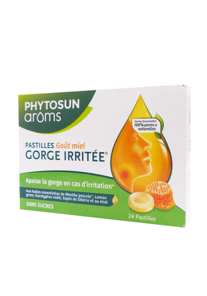 PHYTOSUN AROMS 30 GOMMES ORANGE/EUCALYPTUS GORGE SENSIBLE 2 phytosun aroms pastilles gorge irrite