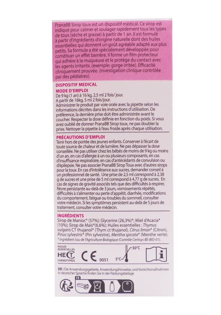 PRANAROM PRANA BB SIROP TOUX BIO 120ML 3 prana bb sirop dos