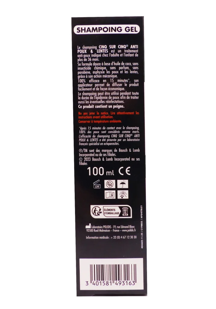 5 SUR 5 SHAMPOING ANTI POUX 100 ML + PEIGNE 5 dios shampooing poux