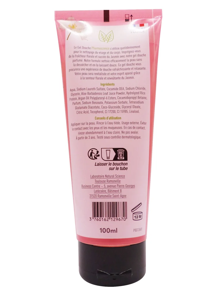 PHARMASCIENCE GEL DOUCHE JASMIN 100 ML 3 dos gel douche pharmascience petit model