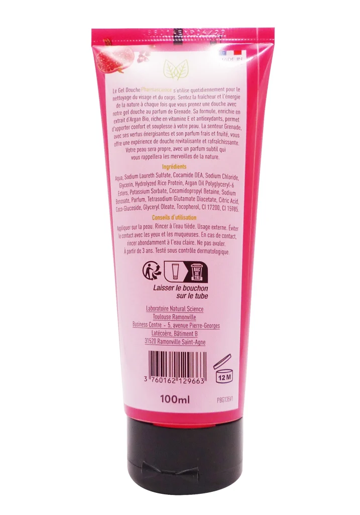 PHARMASCIENCE GEL DOUCHE GRENADE 100 ML 3 dos grenade gel douche petit format pharmacience