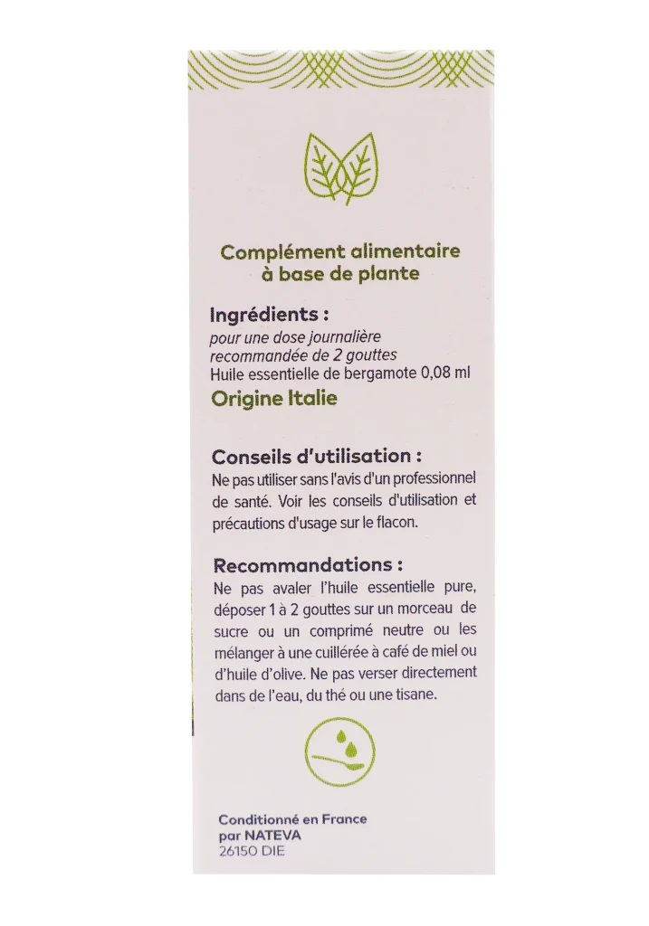 PHARMASCIENCE HUILE ESSENTIELLE BERGAMOTE BIO 5ML 5 dos huile essentielle bergamote 1