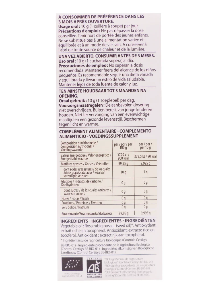 PRANAROM HUILE VEGETALE DE ROSE MUSQUEE 50ML 3 dos huile vegetale 1