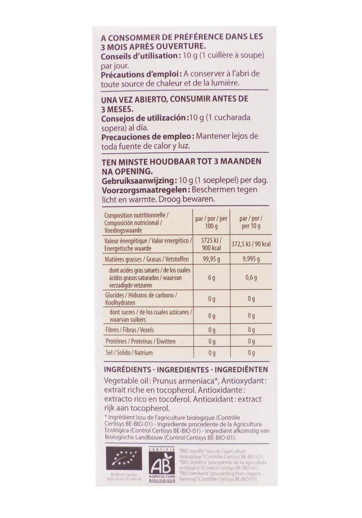 PRANAROM HUILE VEGETALE NOYAU ABRICOT 50ML 5 dos huile vegetale de pranarom