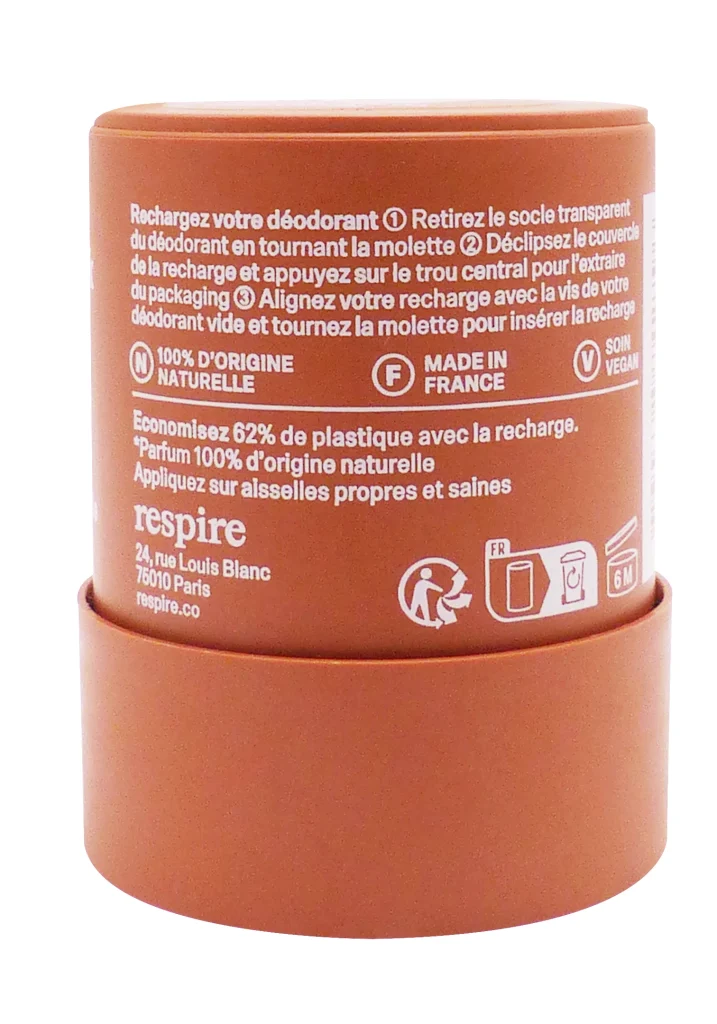 RESPIRE RECHARGE DEODORANT STICK VANILLE TONKA 50G 3 dos recharge vanille tonka deodorant respire