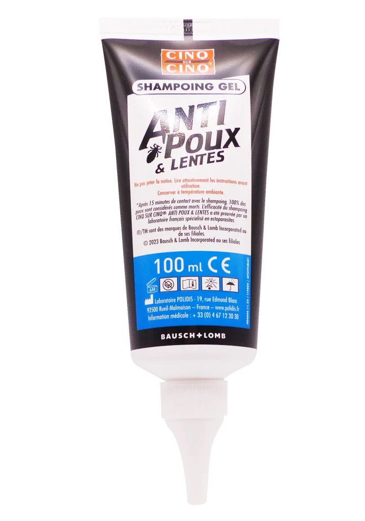 5 SUR 5 SHAMPOING ANTI POUX 100 ML + PEIGNE 4 dos tube cinq sur cinq poux