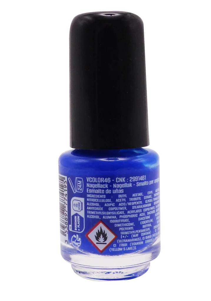 VITRY VERNIS A ONGLES MINI N°46 BLEU ECLAT 4ML 3 dos vernis bleu