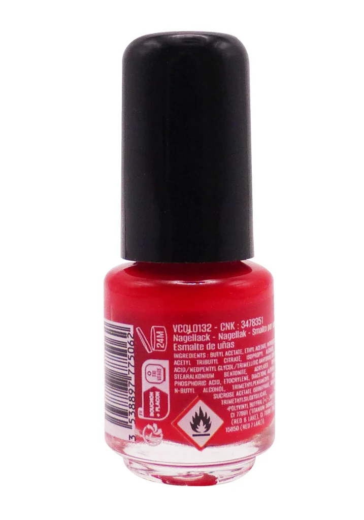 VITRY VERNIS A ONGLES MINI N°132 COQUELICOT 4ML 3 dos vernis coquelicot
