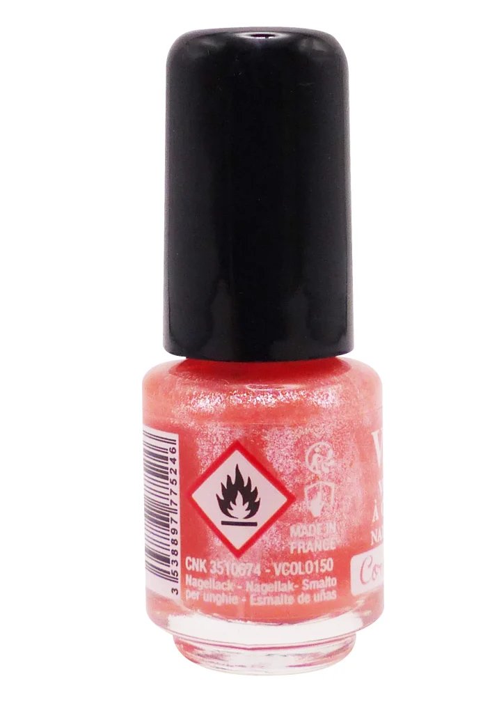 VITRY VERNIS A ONGLES MINI N°150 CORAIL PERLE 4ML 3 dos vernis corail perle