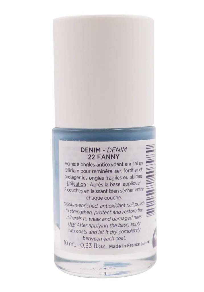 MEME VERNIS A ONGLES SILICIUM DENIM 22 FANNY 10ML 3 dos vernis denim