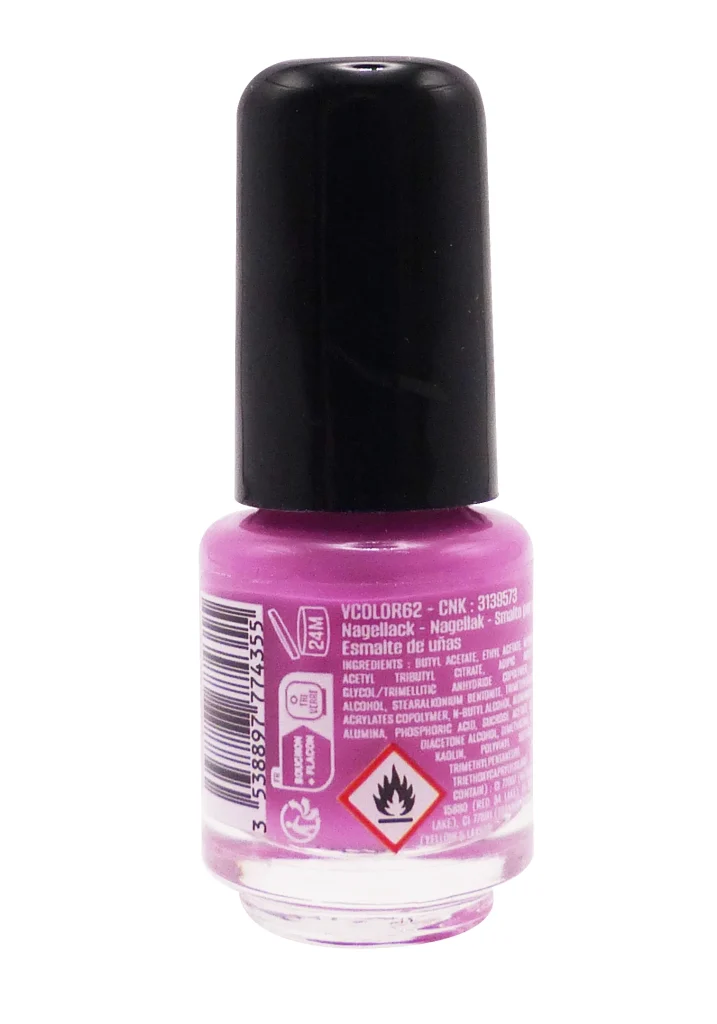 VITRY VERNIS A ONGLES MINI N°62 ORCHIDEE 4ML 3 dos vernis rose 2