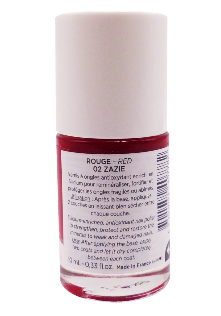 MEME VERNIS A ONGLES SILICIUM ROUGE 02 ZAZIE 10ML 3 dos vernis rouge