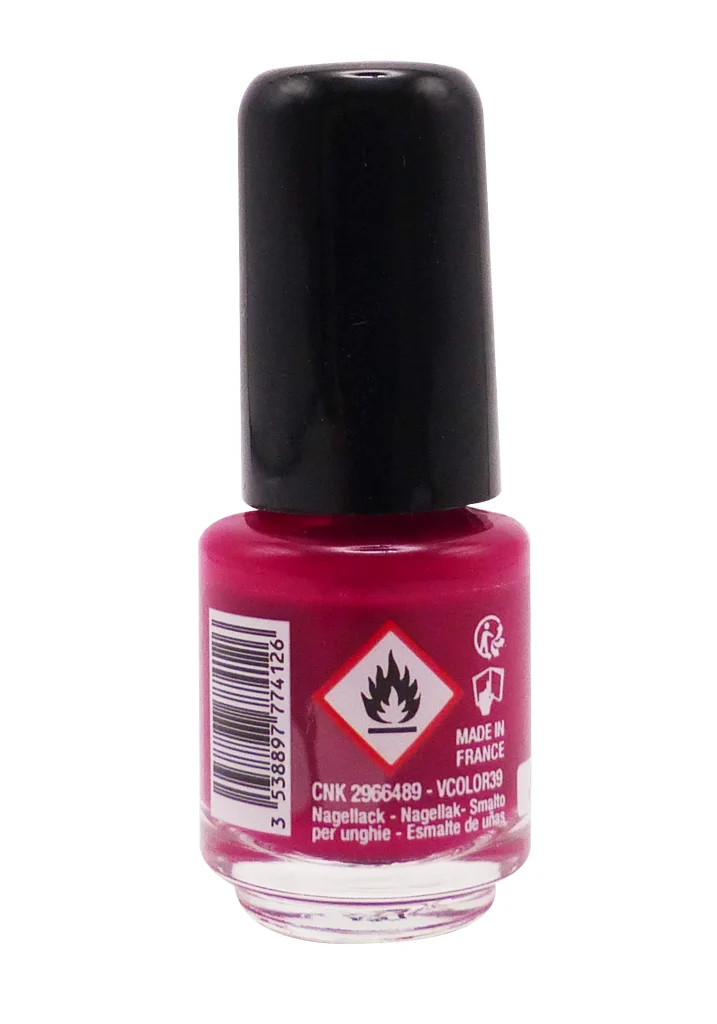 VITRY VERNIS A ONGLES MINI N°39 GRENADINE 4ML 3 dos vernis rouge rose