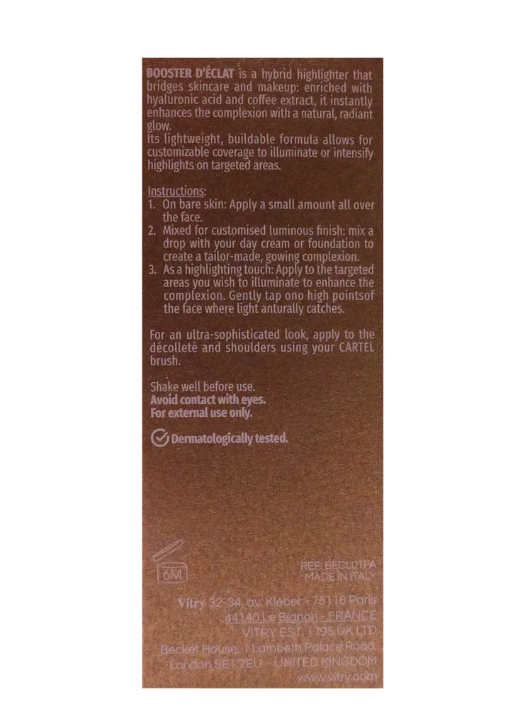 VITRY BOOSTER D'ECLAT 01 PERLE 15 ML 5 dos vitry