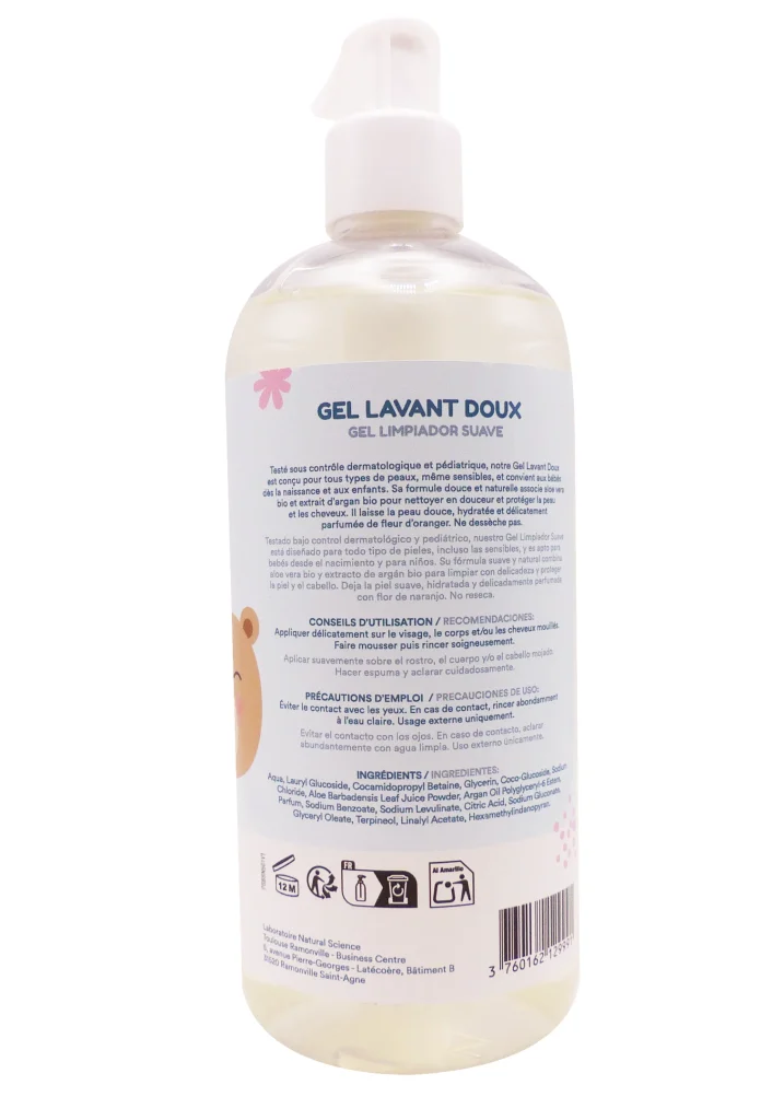 PHARMABABY GEL LAVANT DOUX 500ML 3 gel lavant doux dos