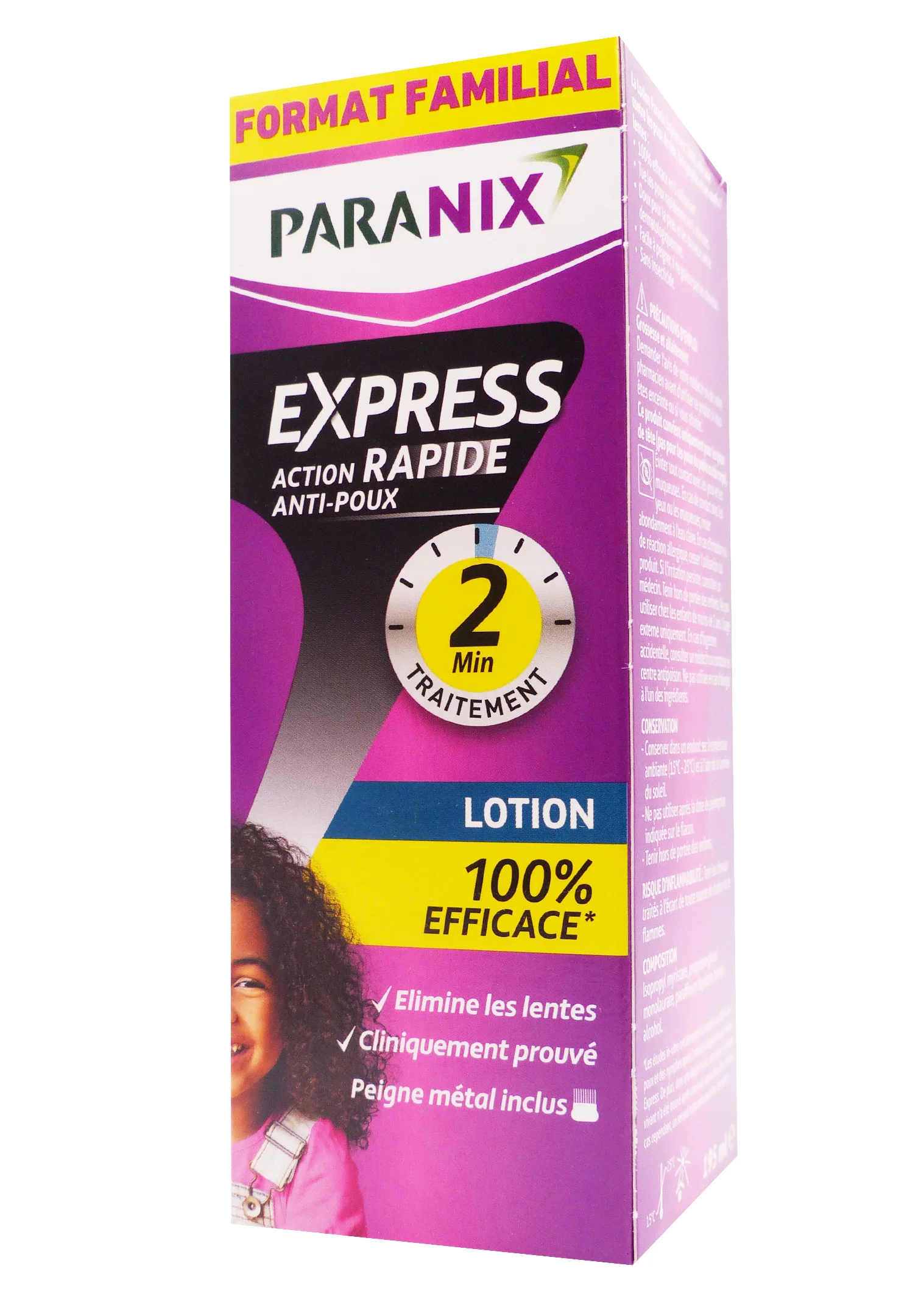 PARANIX EXPRESS 2MN LOTION ANTI-POUX 195 MP + PEIGNE INCLUS 1 paranix express lotion