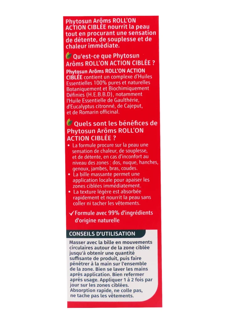 PHYTOSUN ROLL ON ACTION CIBLEE ARTICULATIONS 50 ML 5 phytosun aroms roll on dos