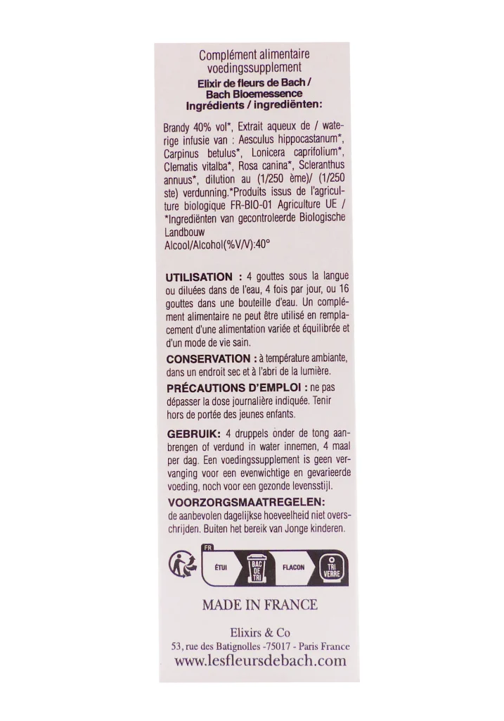 ELIXIRS & CO FLEUR DE BACH CONCENTRATION 20 ML 5 dos aroma