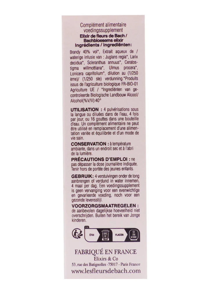 ELIXIRS & CO FLEURS DE BACH MENOPAUSE 20ML 4 dos fleur de bach 1