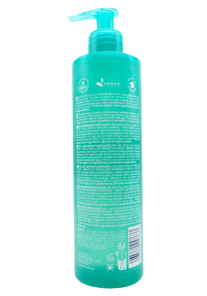 NUXE ZINC POWER GELEE NETTOYANTE PURIFIANTE 400ML 3 dos nuxe zinc power