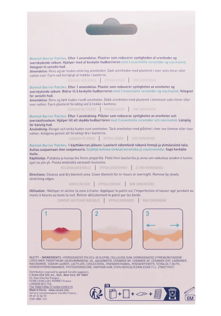 CERAVE 22 PATCHS ANTI-IMPERFECTIONS 3 dos patchs cerave