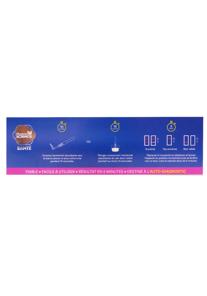 PHARMASCIENCE 1 TEST DE GROSSESSE DETECTION RAPIDE 3 dos test de grossesse
