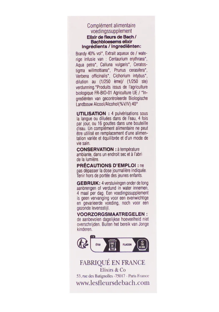 ELIXIRS & CO FLEURS DE BACH MINCEUR - SPRAY 10ML 5 fleur de bach