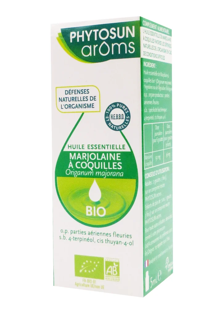 PHYTOSUN HUILE ESSENTIELLE MARJOLAINE A COQUILLES BIO 5ML 2 phytosun aroms bio marjolaine a coquilles