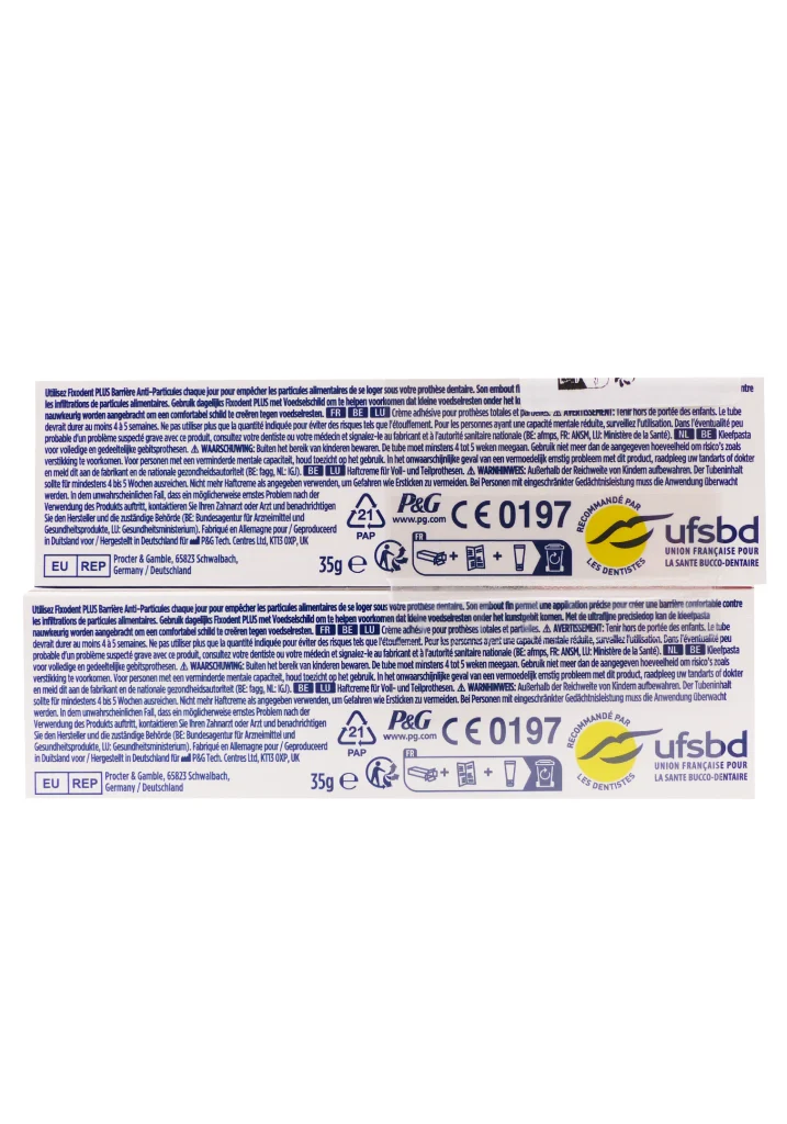 FIXODENT PLUS GOÛT NEUTRE LOT 2X35G 3 dos fixodent