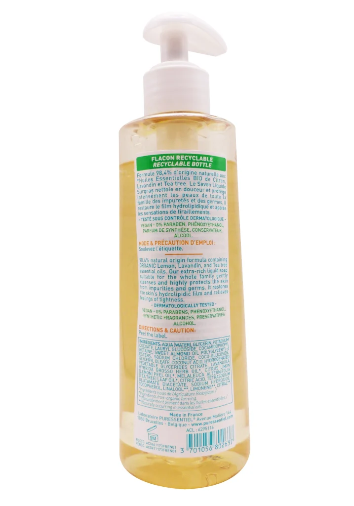 PURESSENTIEL SAVON LIQUIDE SURGRAS ASSAINISSANT 250ML 3 dos flacon recyclable
