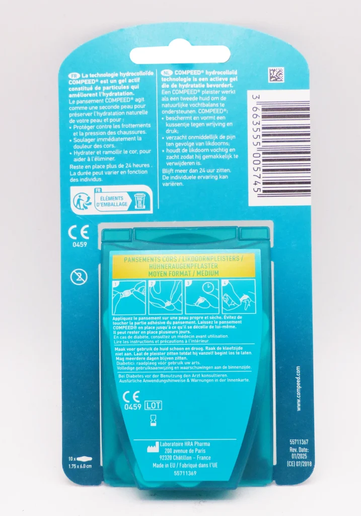 COMPEED 10 PANSEMENTS CORS MOYEN FORMAT 3 dos pansements compeed