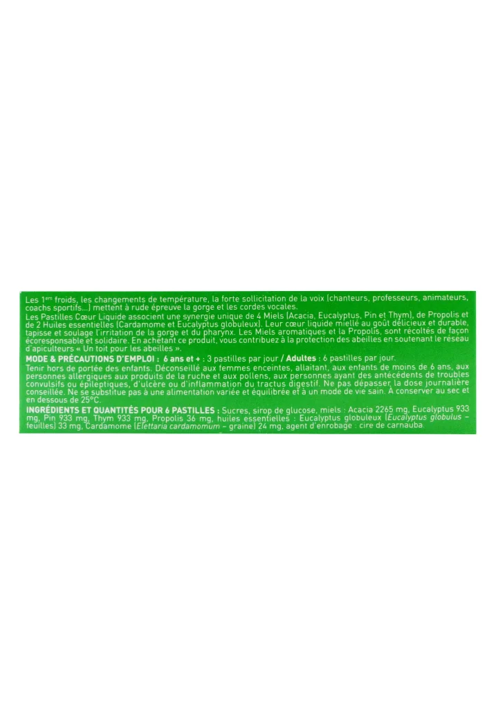 PURESSENTIEL 16 PASTILLES GORGE COEUR LIQUIDE 3 dos produit 1