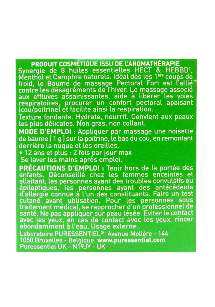PURESSENTIEL BAUME PECTORAL FORT RESP OK 50ML 5 dos produit cosmetique