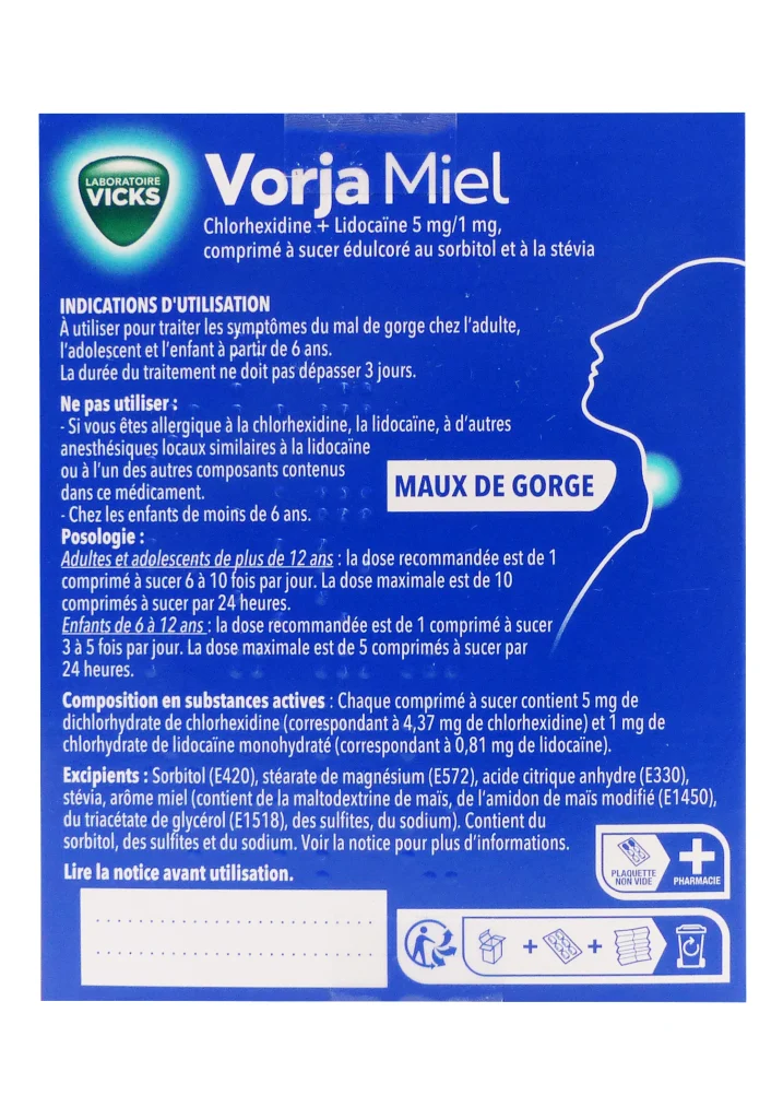 VORJA MIEL 24 COMPRIMES A SUCER 3 dos vorja miel