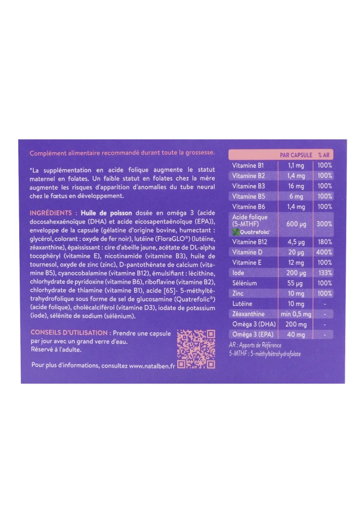 NATALBEN GROSSESSE 90 CAPSULES 3 dos zinc