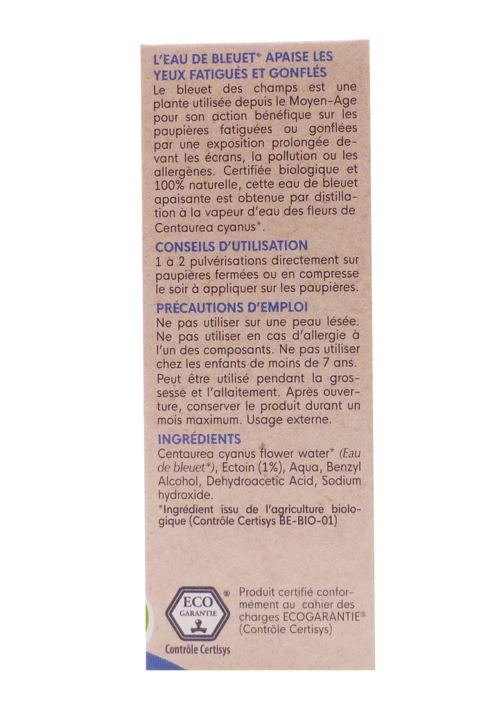 HERBALGEM OPTIGEM SPRAY PAUPIERES BIO 10ML 5 eau de bluet dos