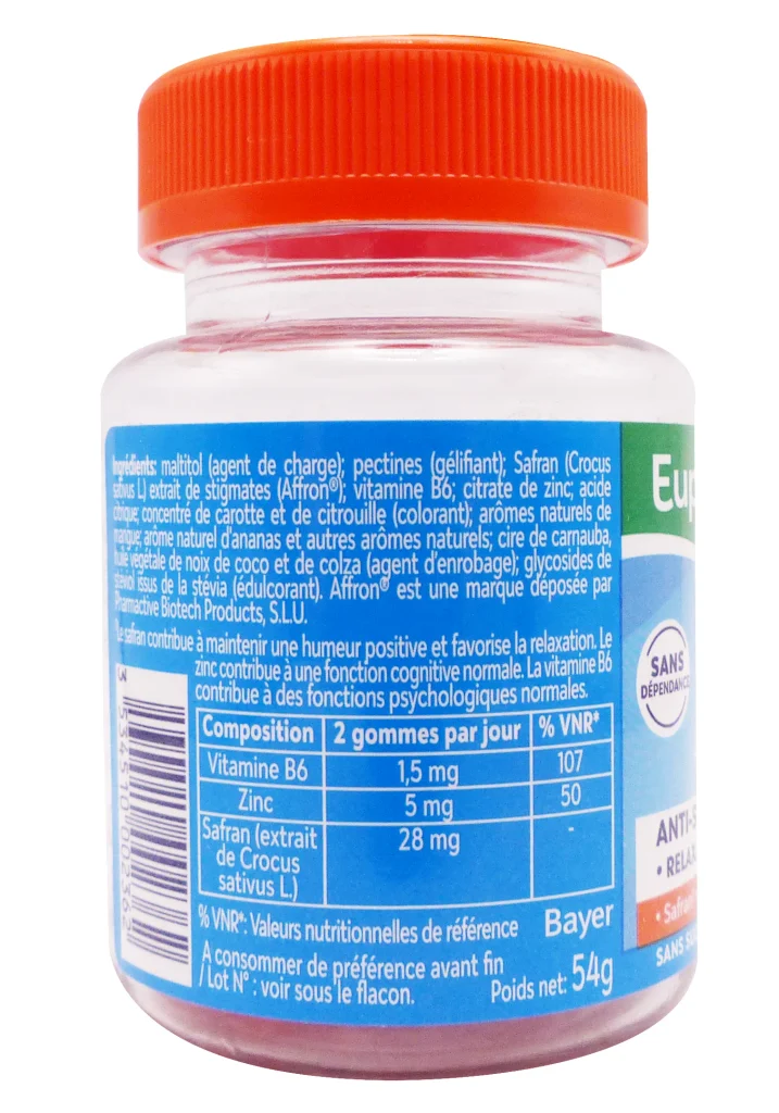 EUPHYTOSE STRESS SAFRAN 30 GOMMES 3 euphytose dos