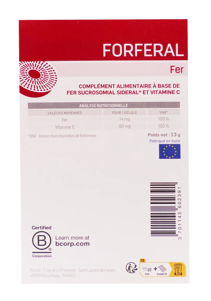PILEJE FORFERAL FER 30 GELULES 3 forferal dos 1