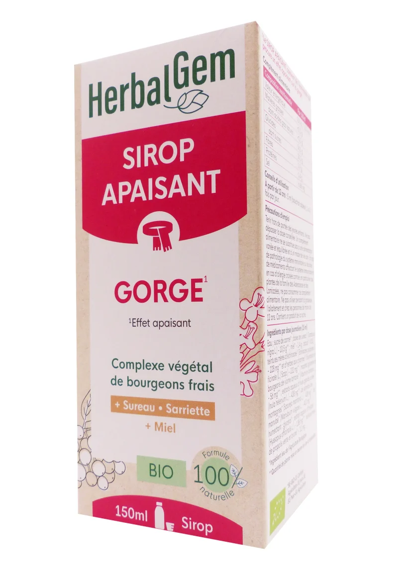 herbalgem sirop apaisant gorge bio 150 ml