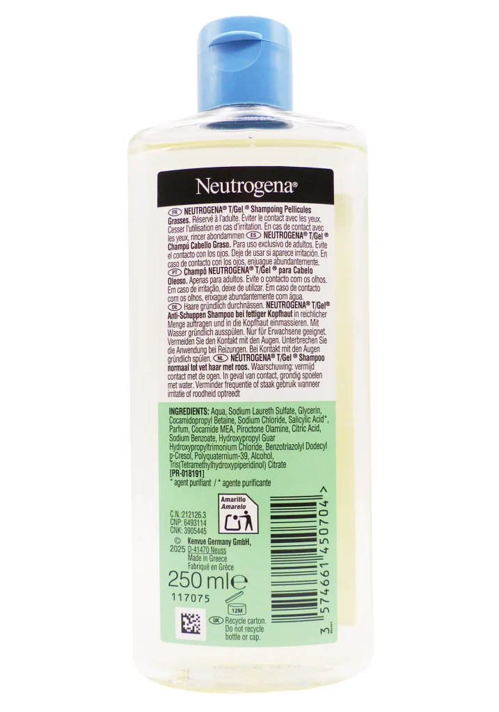 NEUTROGENA T/GEL PELLICULES GRASSES 250ML 4 neutrogena