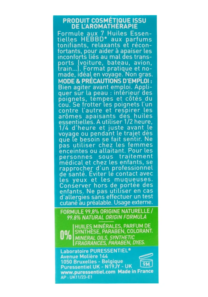 PURESSENTIEL 1ERS SOINS MAL DES TRANSPORTS ROLLER 5 ML 5 produit cosmetique
