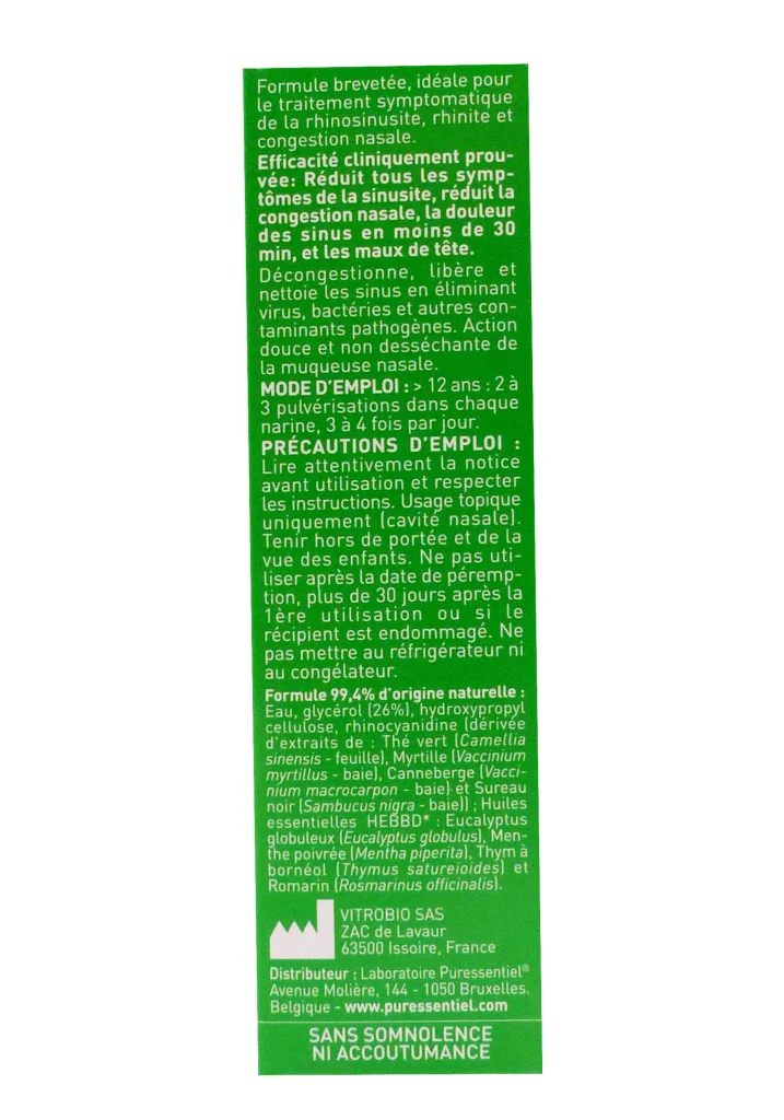PURESSENTIEL SPRAY NASAL SINUS EXPRESS 15ML 4 respiratory dos