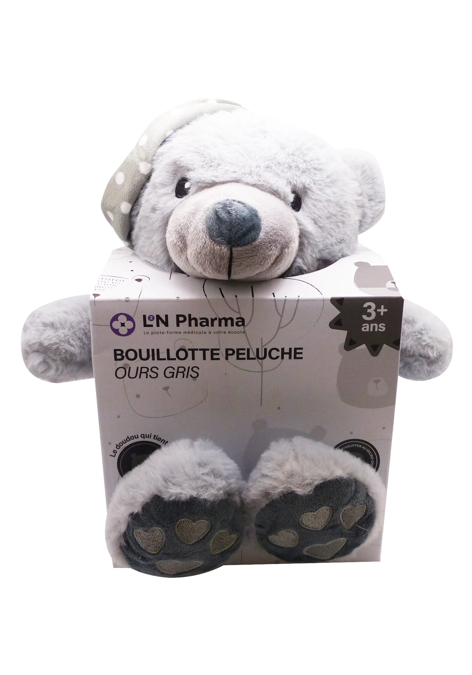 L2N BOUILLOTTES ANIMAUX OURS GRIS 1 bouillotte peluche ours gris