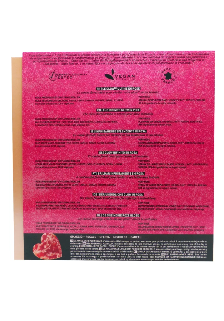 NUXE COFFRET NOEL LE GLOW ULTIME EN ROSE 3 dos coffret cadeau rose nuxe