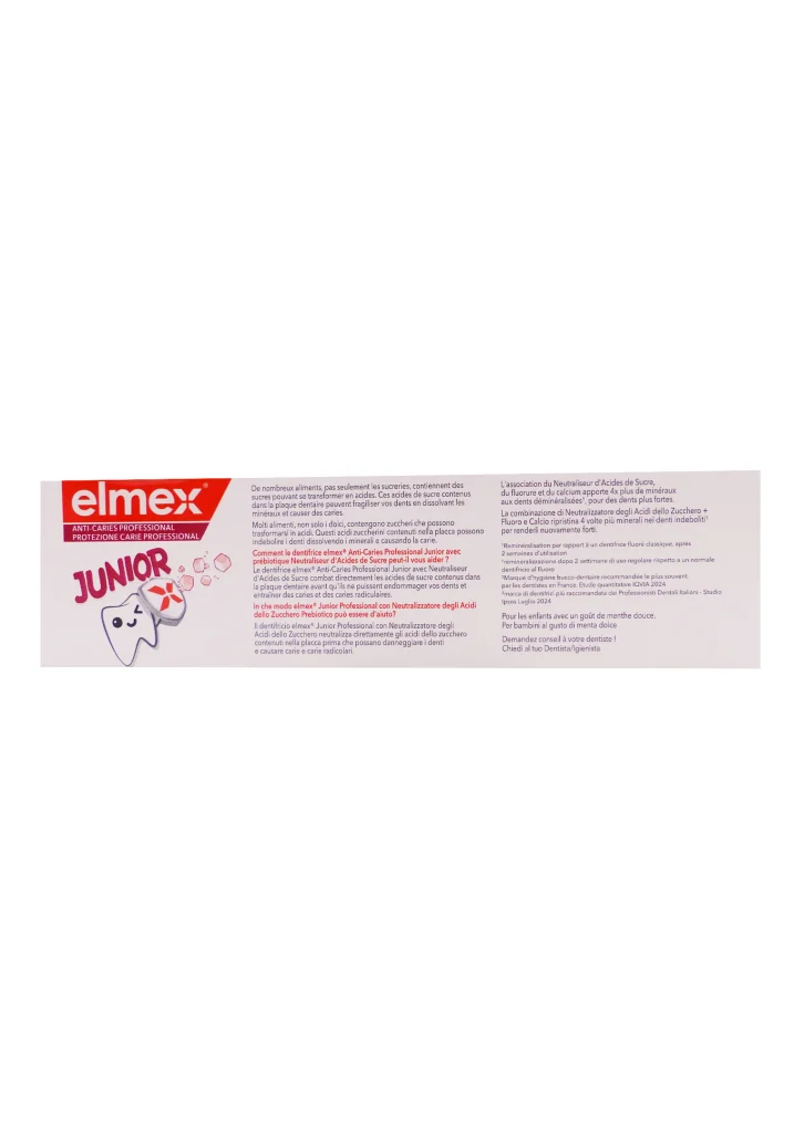 ELMEX ANTI-CARIES PROFESSIONAL DENTIFRICE 6-12 ANS 75ML 3 dos elmex junior