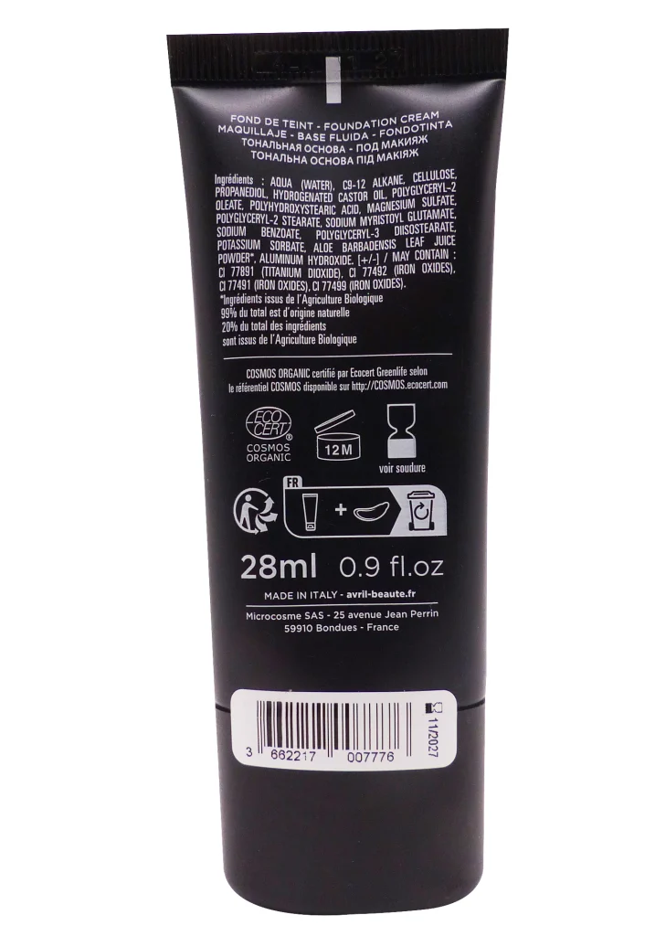 AVRIL CREME DE TEINT MATE SABLE BIO 28 ML 3 dos fond de teint avril