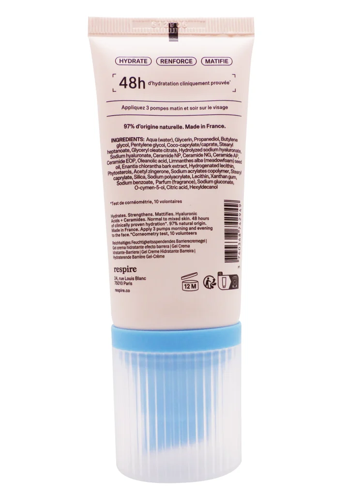 RESPIRE GEL-CREME HYDRATANT BARRIERE 50ML 3 dos hydratant respire